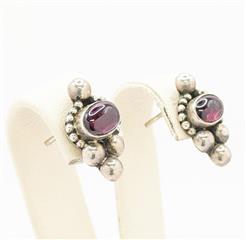Almandine Garnet Silver-Stone Stud Earrings 925 3.4g